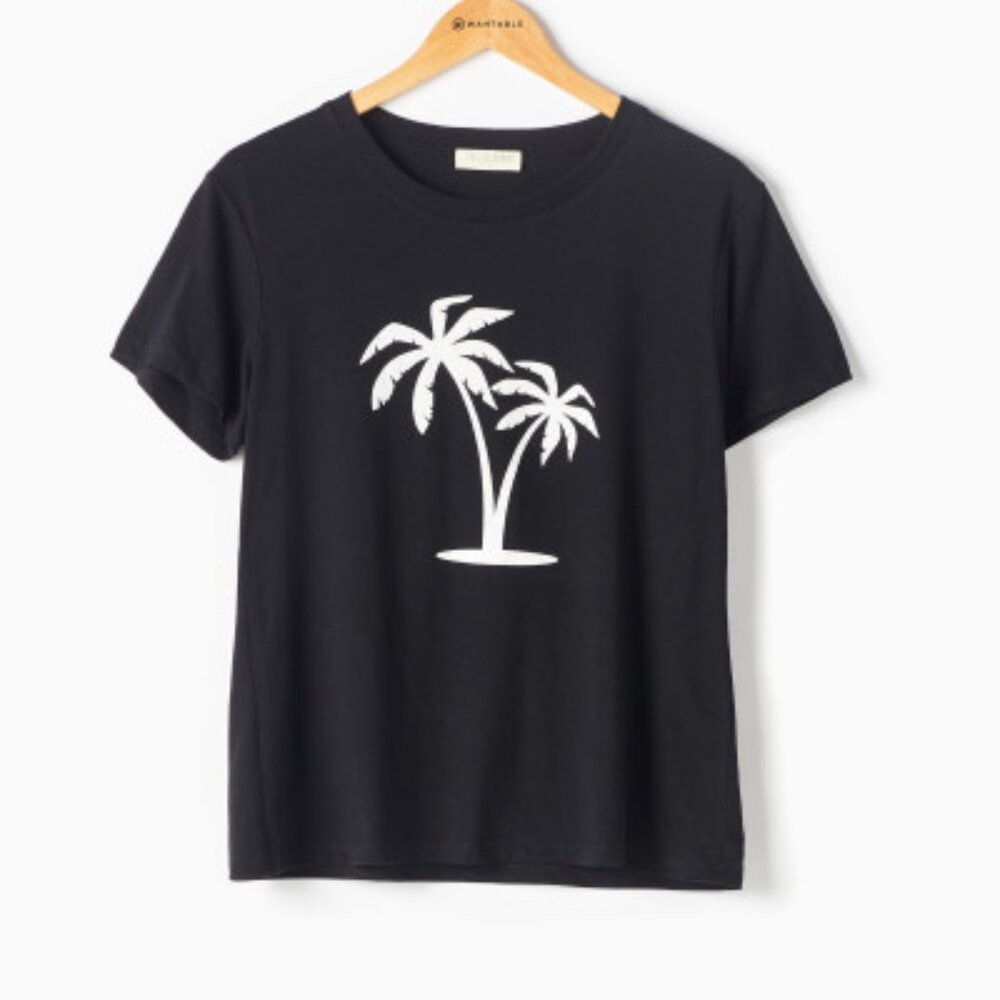 Palm Tree Relaxed Tee in Black